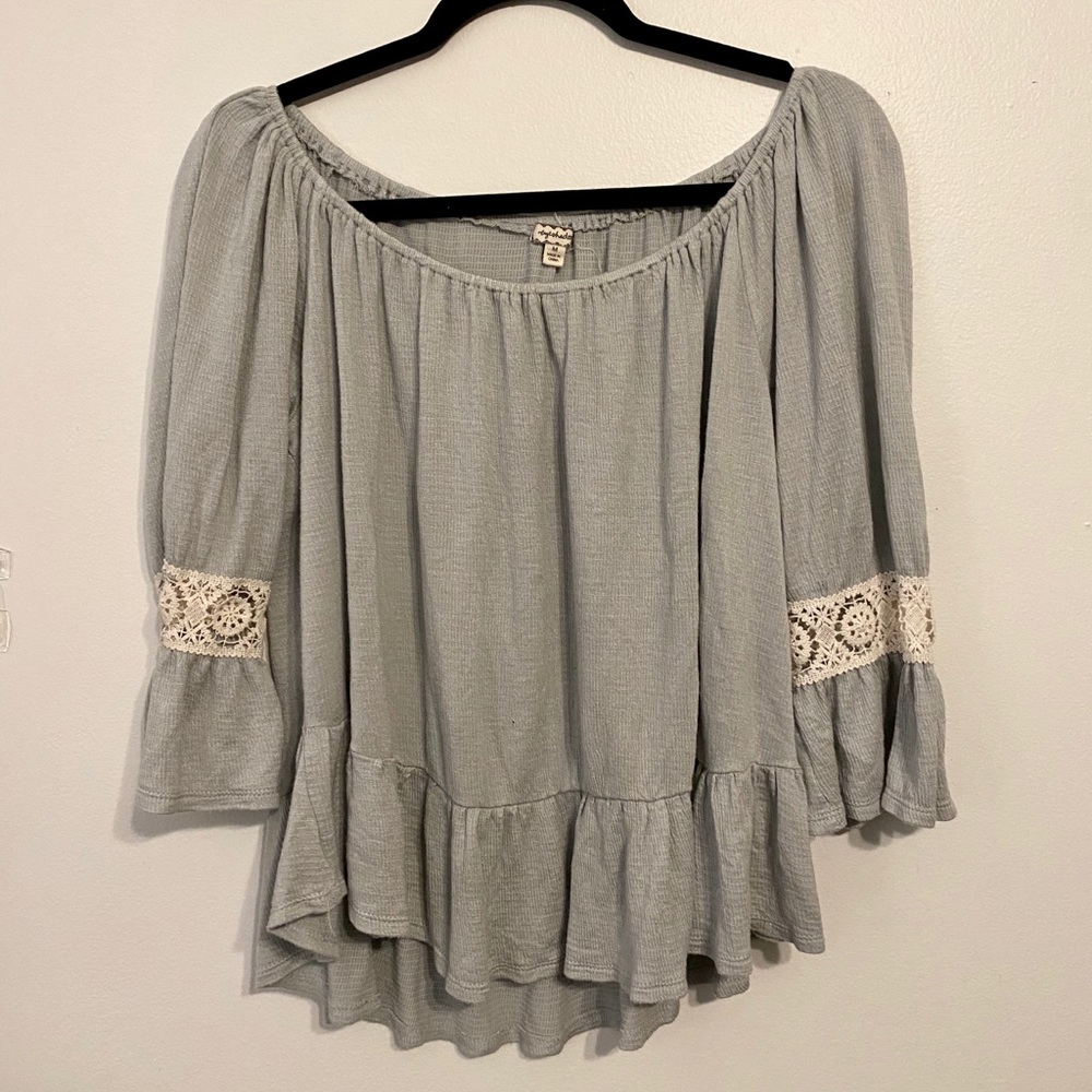 Tinted grey and lace shirt